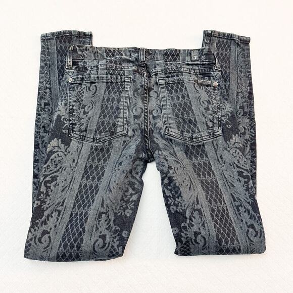 7 For All Mankind Trellis Vine Denim Patterned Print Jeans Size 27 - Picture 4 of 7